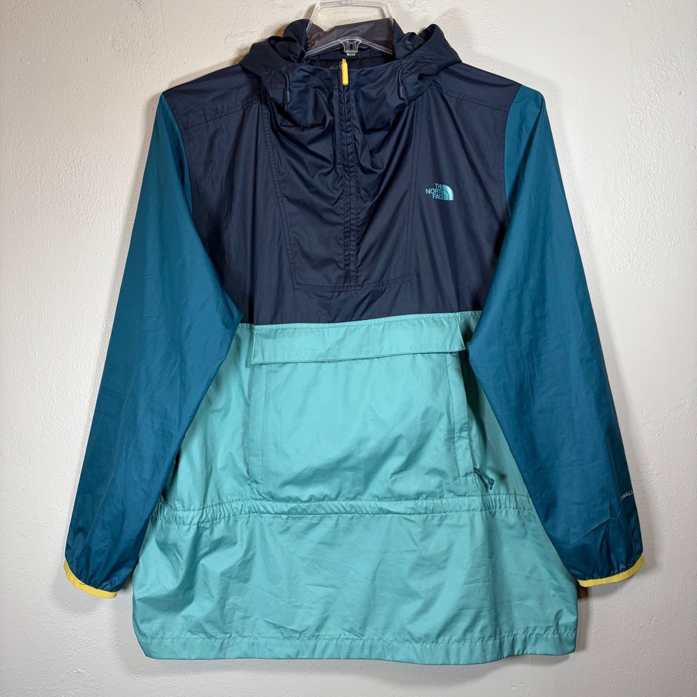 The North Face Womens Windwall Fanorak Colorblock Packable Jacket Blue Teal XL